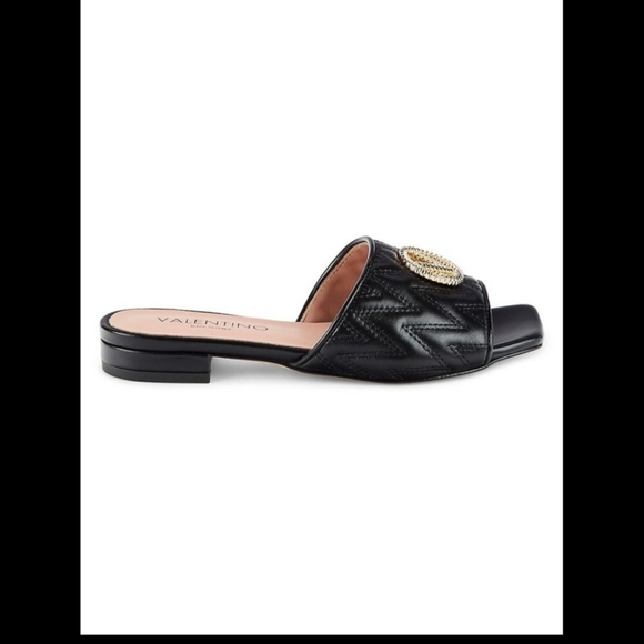 VALENTINO BY MARIO VALENTINO BLACK FLAT SANDALS